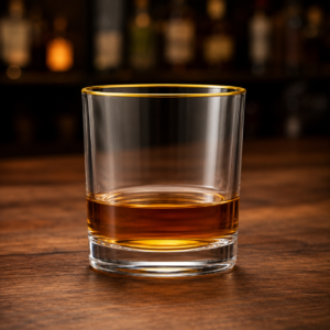 380ml Gold Rim Whiskey Glass – Clear Heavy Base Rocks Tumbler for Wholesale - view 2