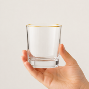 380ml Gold Rim Whiskey Glass – Clear Heavy Base Rocks Tumbler for Wholesale - view 5