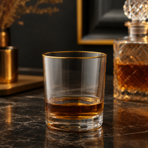 380ml Gold Rim Whiskey Glass – Clear Heavy Base Rocks Tumbler for Wholesale - view 6
