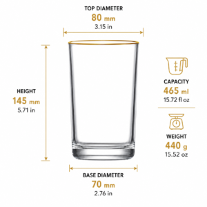 465ml Gold Rim Highball Glass – Clear Heavy Base Tumbler for Wholesale - view 4