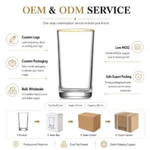 465ml Gold Rim Highball Glass – Clear Heavy Base Tumbler for Wholesale - view 8