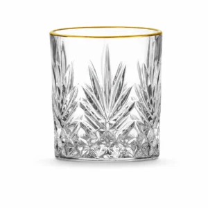 350ml Gold Rim Starburst-Cut Whiskey Glass – Decorative Rocks Tumbler for Wholesale - view 1