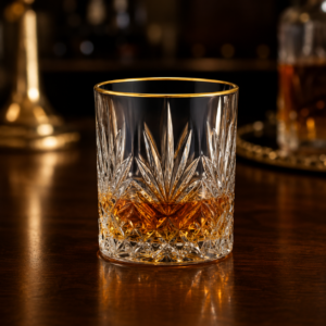 350ml Gold Rim Starburst-Cut Whiskey Glass – Decorative Rocks Tumbler for Wholesale - view 2