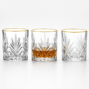 350ml Gold Rim Starburst-Cut Whiskey Glass – Decorative Rocks Tumbler for Wholesale - view 3