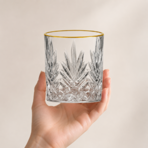 350ml Gold Rim Starburst-Cut Whiskey Glass – Decorative Rocks Tumbler for Wholesale - view 5