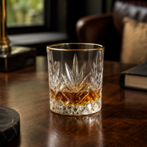 350ml Gold Rim Starburst-Cut Whiskey Glass – Decorative Rocks Tumbler for Wholesale - view 6