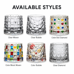 270ml Rotating Whiskey Glass – Textured Rocks Tumbler in Multiple Styles for Wholesale - view 3