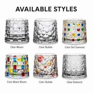 270ml Rotating Whiskey Glass – Textured Rocks Tumbler in Multiple Styles for Wholesale - view 3