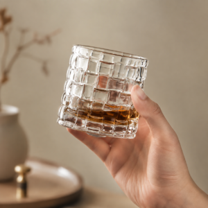 270ml Rotating Whiskey Glass – Textured Rocks Tumbler in Multiple Styles for Wholesale - view 5