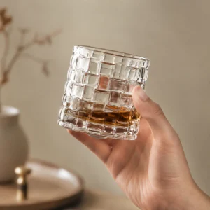 270ml Rotating Whiskey Glass – Textured Rocks Tumbler in Multiple Styles for Wholesale - view 5