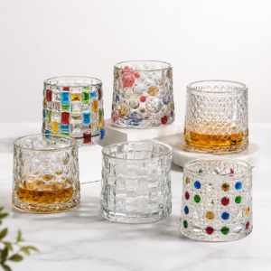 270ml Rotating Whiskey Glass – Textured Rocks Tumbler in Multiple Styles for Wholesale - view 7