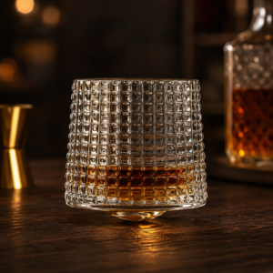 270ml Spinning Whiskey Glass – 6 Textured Rocking Tumbler Styles for Wholesale - view 2