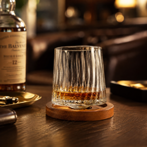 270ml Spinning Whiskey Glass with Wooden Base – 6 Textured Styles for Wholesale - view 6