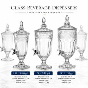 Wholesale Glass Beverage Dispenser with Stainless Steel Spigot – 1.8L / 3L / 5L - view 7