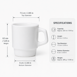 Custom Stackable Mug 230ml – Wholesale Coffee Mug for Cafés, Hotels & Restaurants - view 3