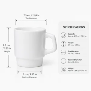 Custom Stackable Mug 230ml – Wholesale Coffee Mug for Cafés, Hotels & Restaurants - view 3