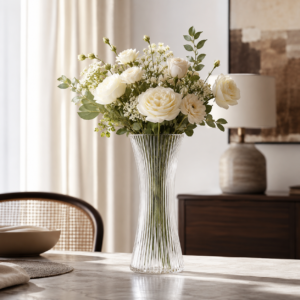 25cm Ribbed Hourglass Glass Vase – Clear, Amber & Frosted - view 7
