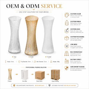 25cm Ribbed Hourglass Glass Vase – Clear, Amber & Frosted - view 8
