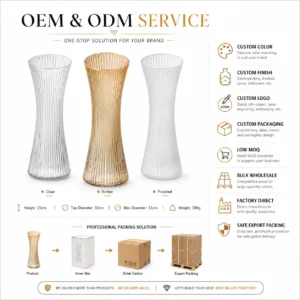 25cm Ribbed Hourglass Glass Vase – Clear, Amber & Frosted - view 8