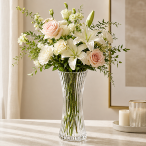 25cm Scalloped-Rim Ribbed Glass Vase – 4 Colors - view 2