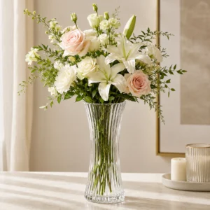 25cm Scalloped-Rim Ribbed Glass Vase – 4 Colors - view 2