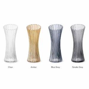 25cm Scalloped-Rim Ribbed Glass Vase – 4 Colors - view 3