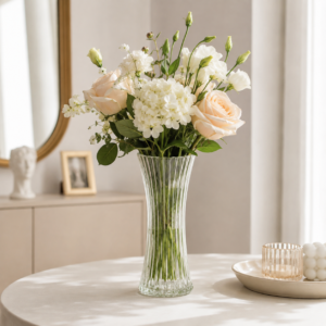 25cm Scalloped-Rim Ribbed Glass Vase – 4 Colors - view 7