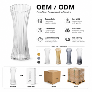 25cm Scalloped-Rim Ribbed Glass Vase – 4 Colors - view 8