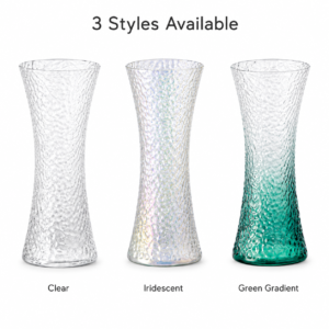 Wholesale 25cm Clear Hammered Glass Vase – Hourglass Flower Vase - view 3