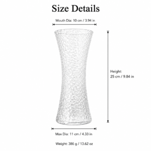Wholesale 25cm Clear Hammered Glass Vase – Hourglass Flower Vase - view 4