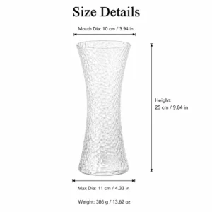 Wholesale 25cm Clear Hammered Glass Vase – Hourglass Flower Vase - view 4
