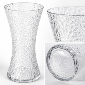 Wholesale 25cm Clear Hammered Glass Vase – Hourglass Flower Vase - view 5