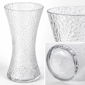 Wholesale 25cm Clear Hammered Glass Vase – Hourglass Flower Vase - view 5