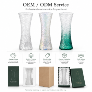 Wholesale 25cm Clear Hammered Glass Vase – Hourglass Flower Vase - view 8