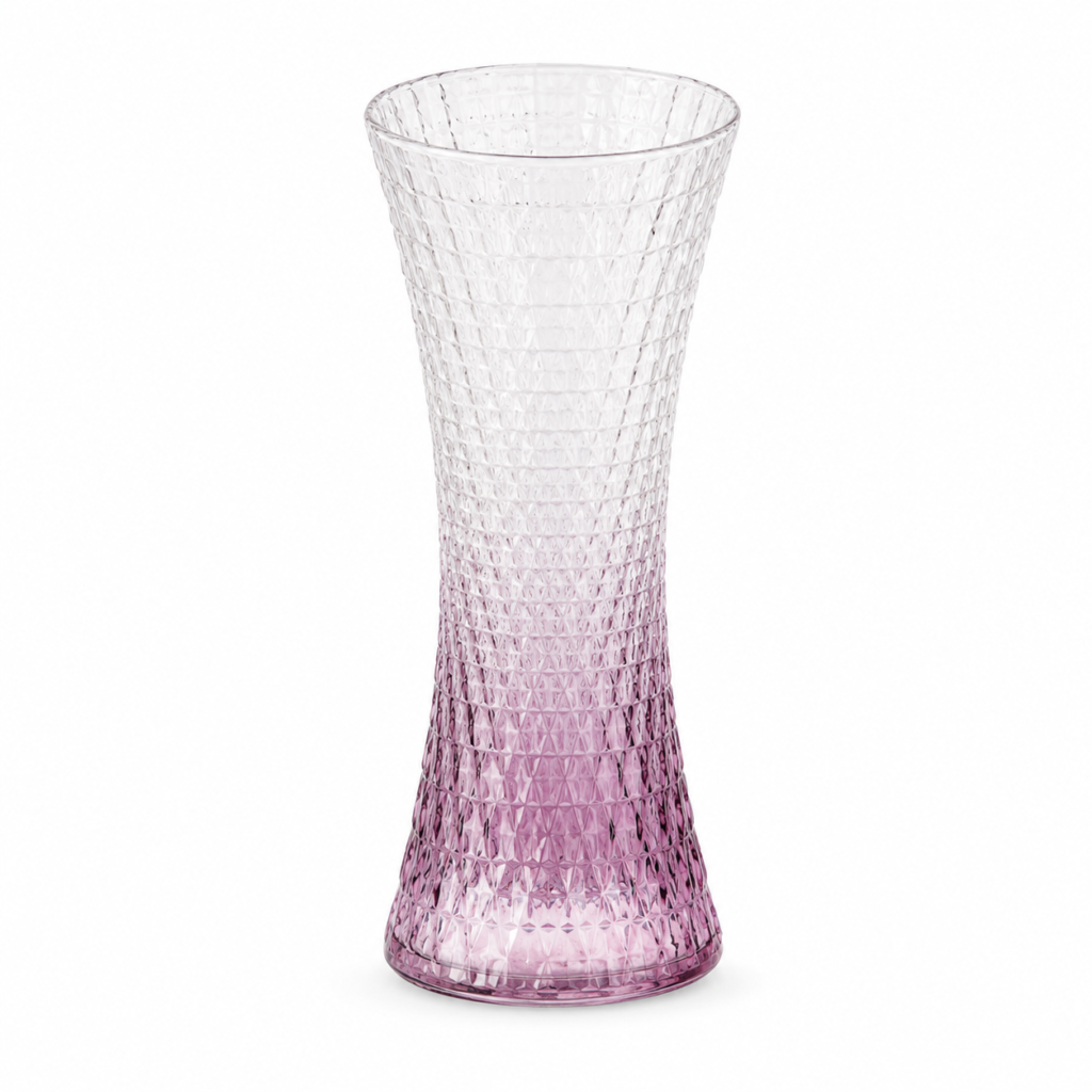 Wholesale Purple Gradient Textured Glass Vase – Tall Hourglass Vase - view 1