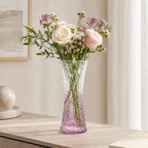 Wholesale Purple Gradient Textured Glass Vase – Tall Hourglass Vase - view 2