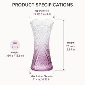 Wholesale Purple Gradient Textured Glass Vase – Tall Hourglass Vase - view 4