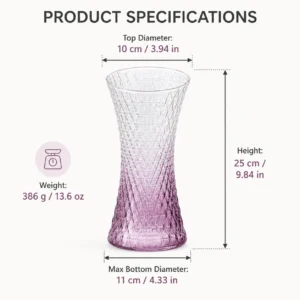 Wholesale Purple Gradient Textured Glass Vase – Tall Hourglass Vase - view 4