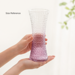 Wholesale Purple Gradient Textured Glass Vase – Tall Hourglass Vase - view 6