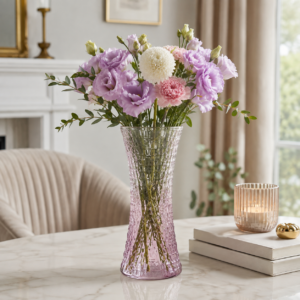 Wholesale Purple Gradient Textured Glass Vase – Tall Hourglass Vase - view 7