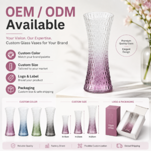 Wholesale Purple Gradient Textured Glass Vase – Tall Hourglass Vase - view 8