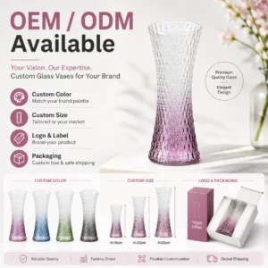 Wholesale Purple Gradient Textured Glass Vase – Tall Hourglass Vase - view 8
