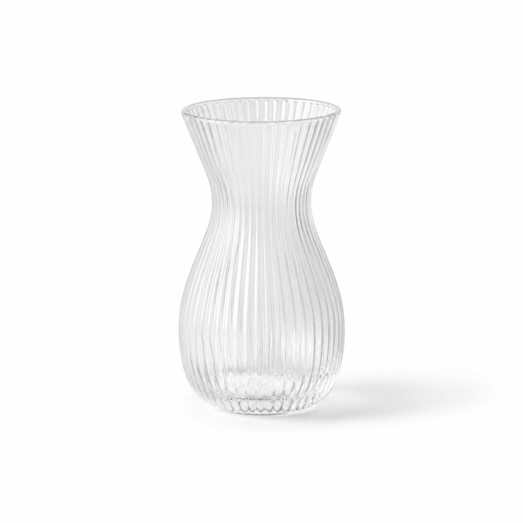 Wholesale Ribbed Glass Vase – 20cm Fluted Flower Vase OEM/ODM - view 1