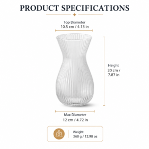 Wholesale Ribbed Glass Vase – 20cm Fluted Flower Vase OEM/ODM - view 4