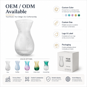 Wholesale Ribbed Glass Vase – 20cm Fluted Flower Vase OEM/ODM - view 8