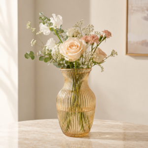 Wholesale Ribbed Glass Vase – 20.5cm Fluted Flower Vase OEM/ODM - view 2