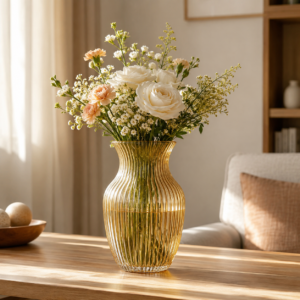 Wholesale Ribbed Glass Vase – 20.5cm Fluted Flower Vase OEM/ODM - view 7