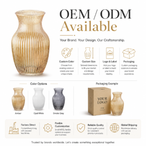 Wholesale Ribbed Glass Vase – 20.5cm Fluted Flower Vase OEM/ODM - view 8