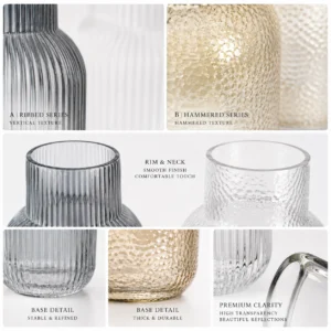 Wholesale Textured Glass Vase – Ribbed & Hammered Vase OEM/ODM - view 5