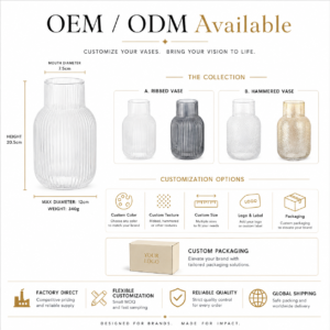Wholesale Textured Glass Vase – Ribbed & Hammered Vase OEM/ODM - view 8